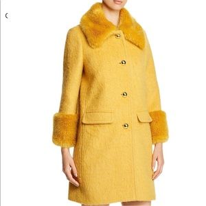 NWT Kate Spade fluffy wool faux fur trim coat! Beautiful and chic!